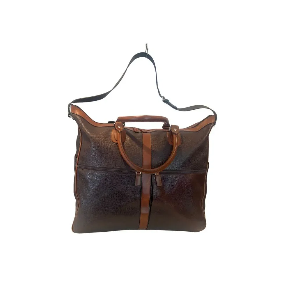 M. London Large Two Tone Leather Mens Weekender Travel Messenger Duffle Bag